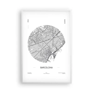 Plagát v bielom ráme - Anatómia Barcelony - 61x91 cm
