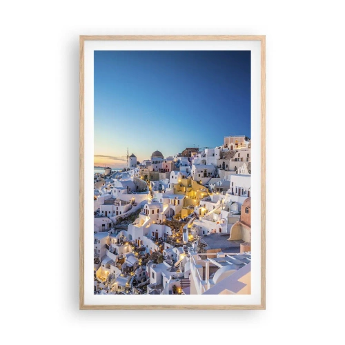 Plagát v ráme zo svetlého duba - Esencia Grécka - 61x91 cm