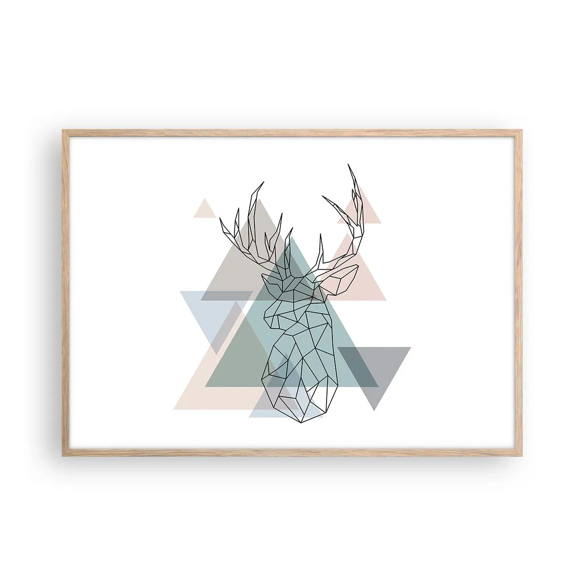 Plagát v ráme zo svetlého duba - V geometrickom lese - 100x70 cm