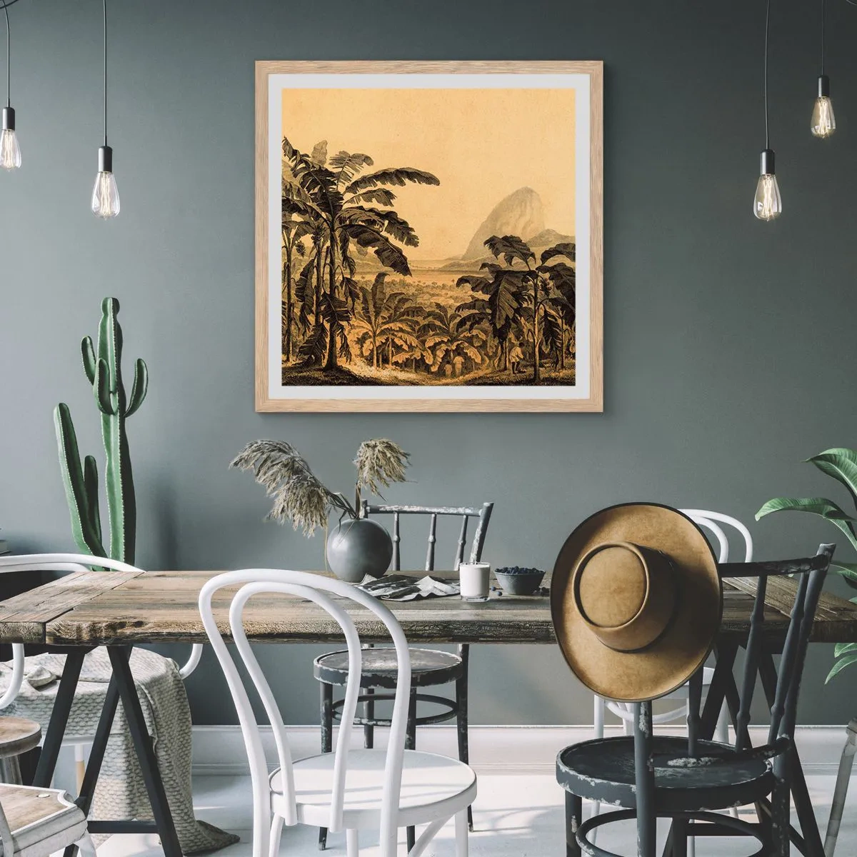 Plagát v ráme zo svetlého duba - V koloniálnom štýle - 60x60 cm