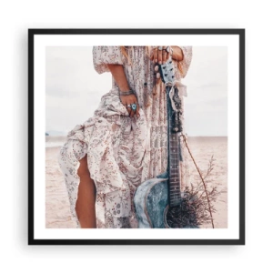 Plagát v čiernom ráme - Kvetinové deti na ceste - 60x60 cm