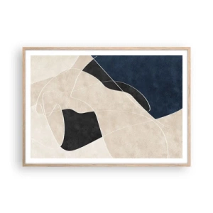 Plagát v ráme zo svetlého duba - Abstraktná kompozícia – kontrast farieb - 100x70 cm