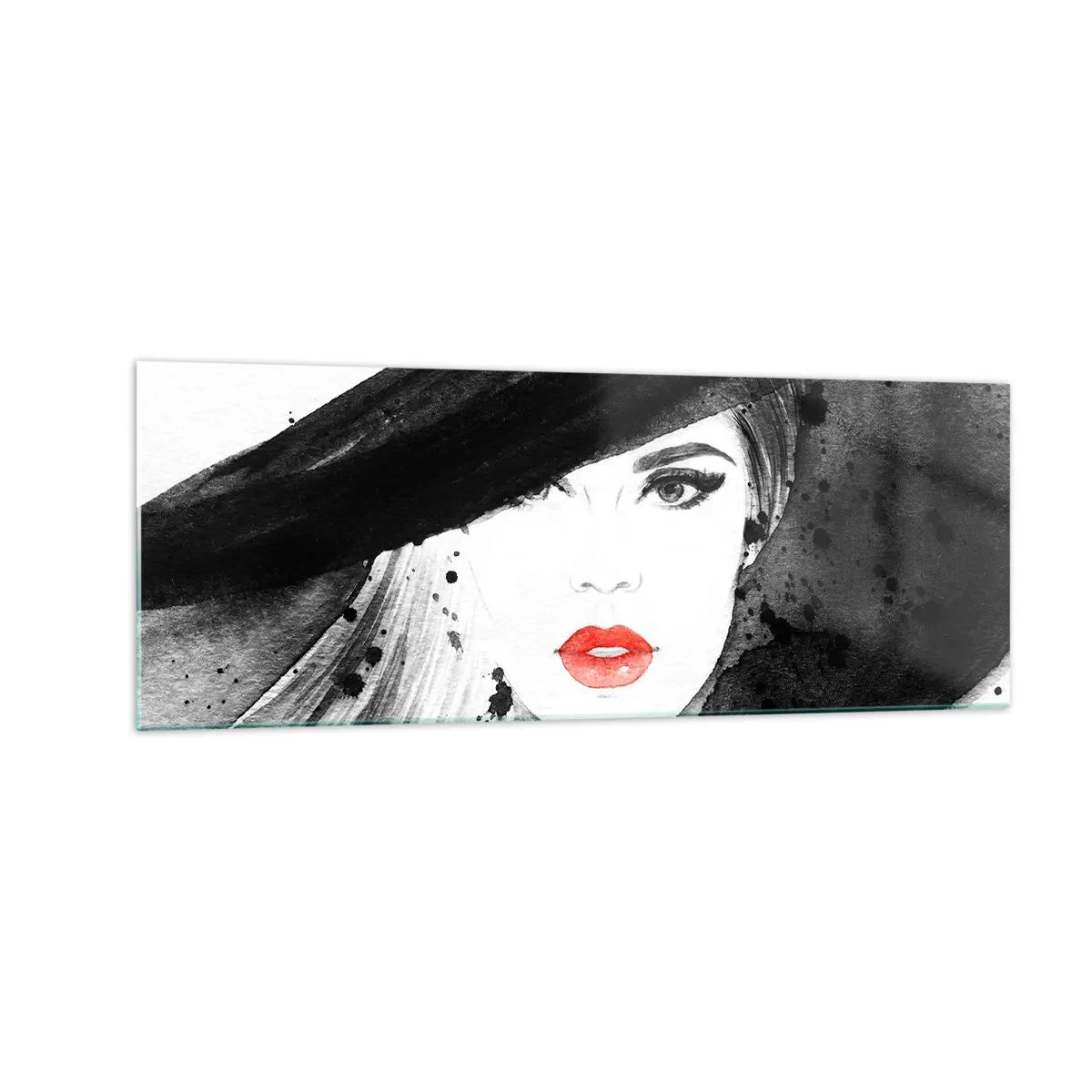 Obraz na skle - Dáma v čiernom - 140x50 cm