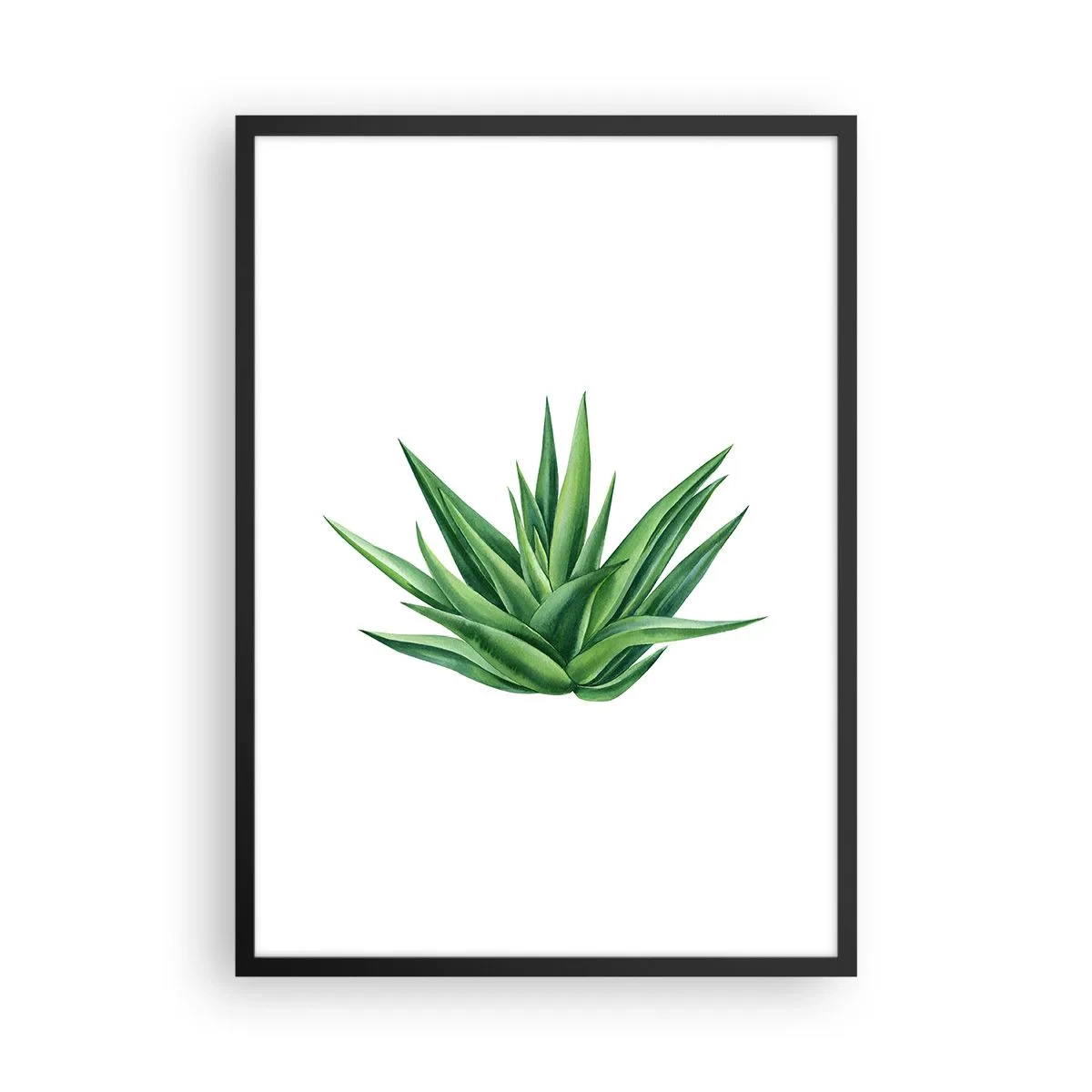Plagát v čiernom ráme - Minimalistická ilustrácia zelenej rastliny - 50x70cm - Zelená – sila – život - Moderná nástenná dekorácia do obývacej izby a spálne ARTTOR