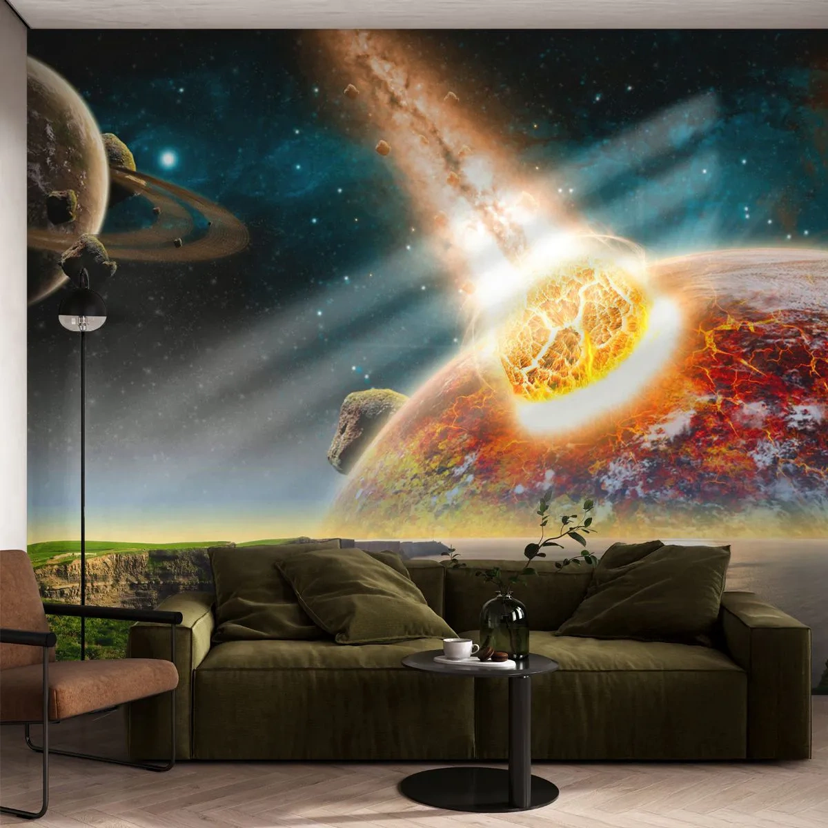 Fototapeta Premium Canvas - Vesmírna dráma - Abstrakcia, Krajina, Kozmos - 450x315 cm