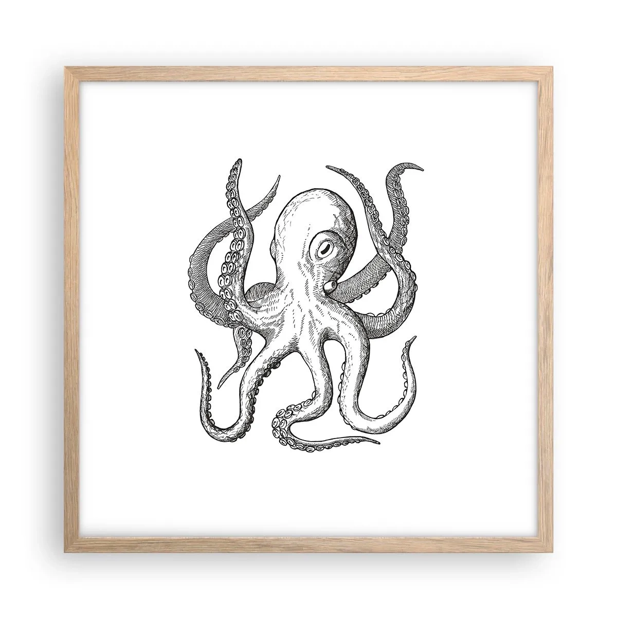 Plagát v ráme zo svetlého duba - Tancujúca s vlnami - 50x50 cm