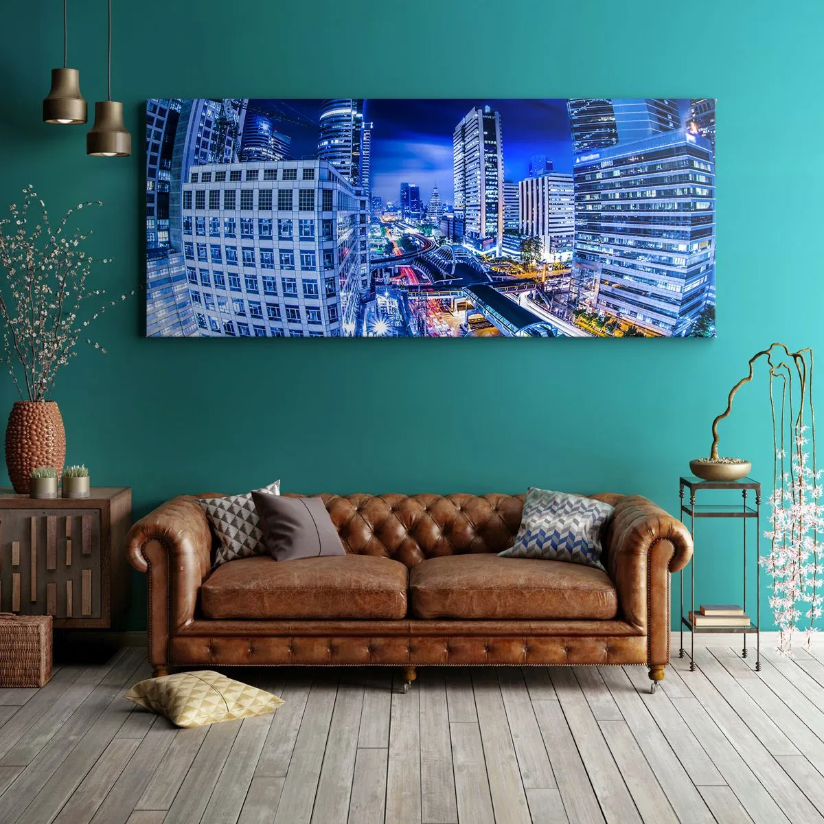 Obraz na plátne - Rytmy nočného mesta - 90x30 cm