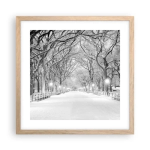 Plagát v ráme zo svetlého duba - Štyri ročné obdobia – zima - 40x40 cm