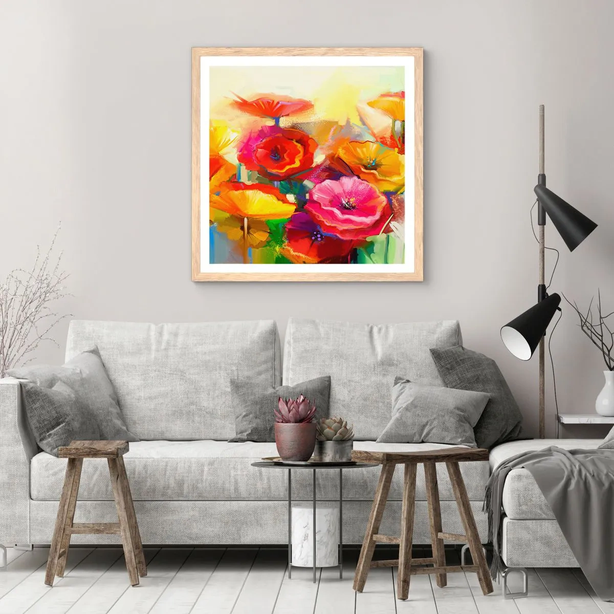 Plagát v ráme zo svetlého duba - Nielen červené - 40x40 cm