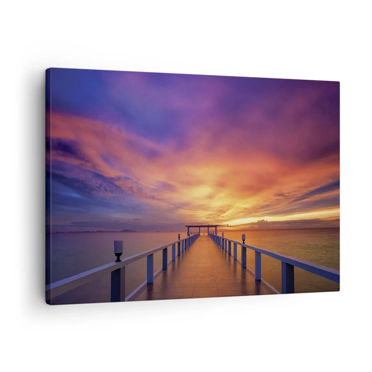 Obraz na plátne - Mólo vedúce k moru počas západu slnka - 70x50cm - Bez konca - Moderná nástenná dekorácia do obývacej izby a spálne ARTTOR
