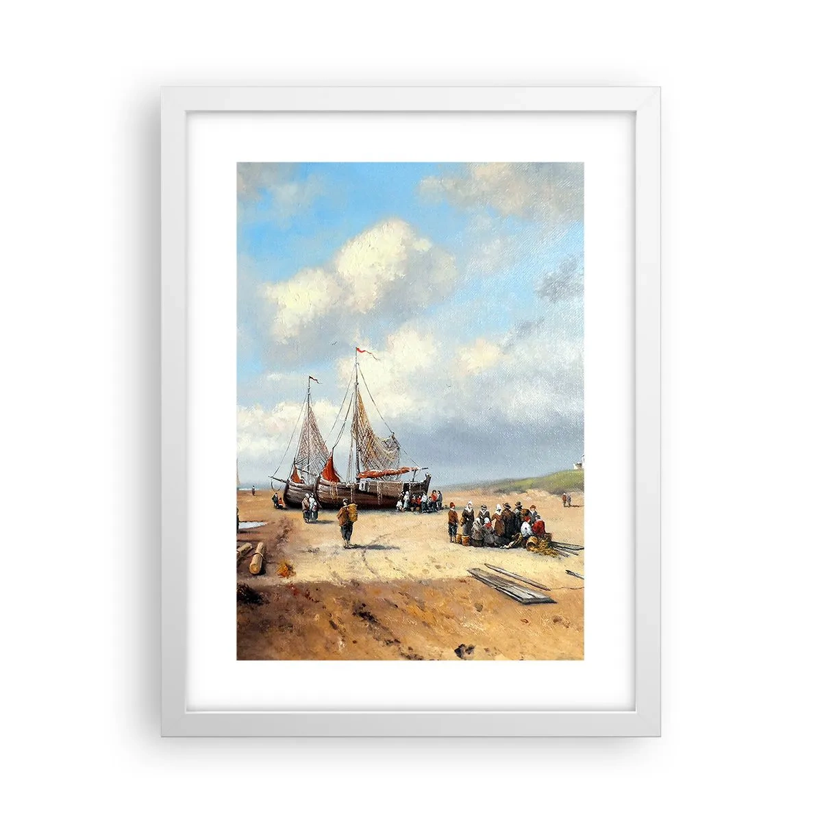 Plagát v bielom ráme - Po úspešnom rybolove - 30x40 cm