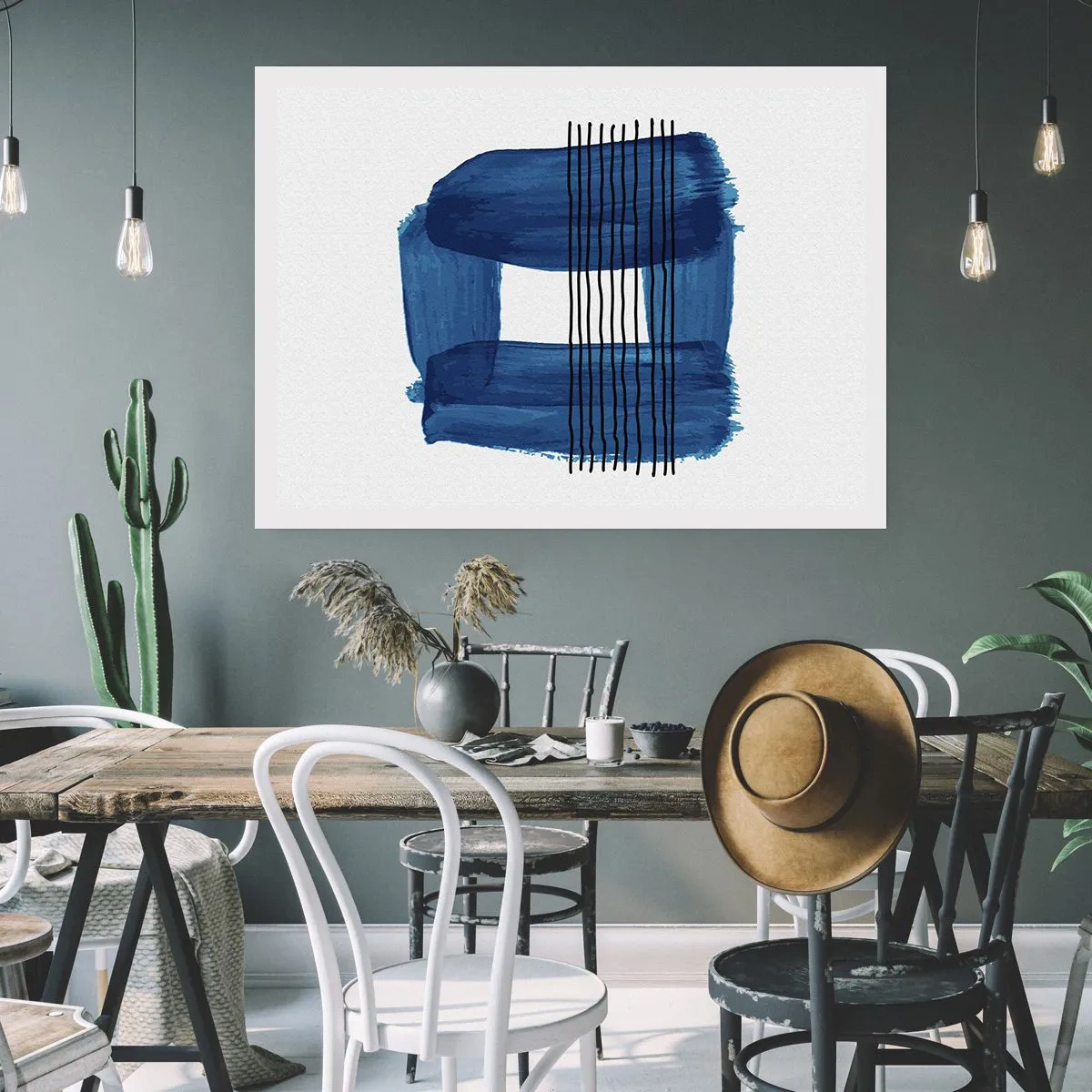 Plagát - Modročierna kompozícia - 50x40 cm