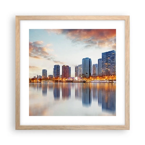 Plagát v ráme zo svetlého duba - Monumentálny pokoj Paríža - 40x40 cm