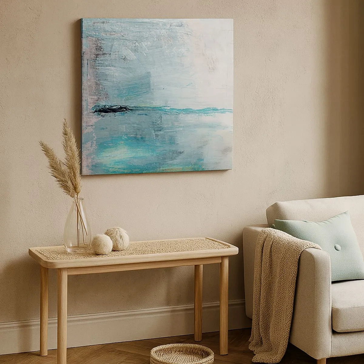 Obraz na plátne - Horizontálne v modrej - 30x30 cm