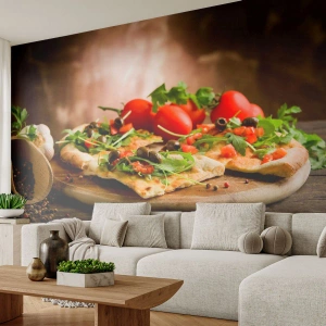 Samolepiaca Fototapeta Deluxe Sticker - Priamo z pece a zo záhrady - Gastronómia, Pizza, Taliansko - 200x140 cm