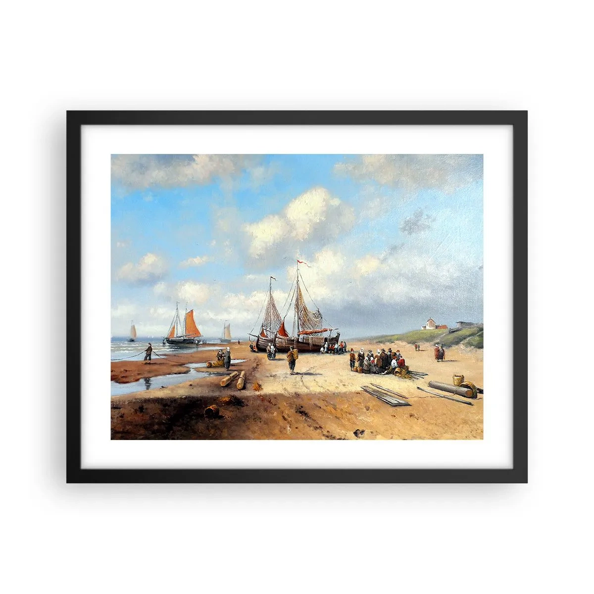 Plagát v čiernom ráme - Po úspešnom rybolove - 50x40 cm