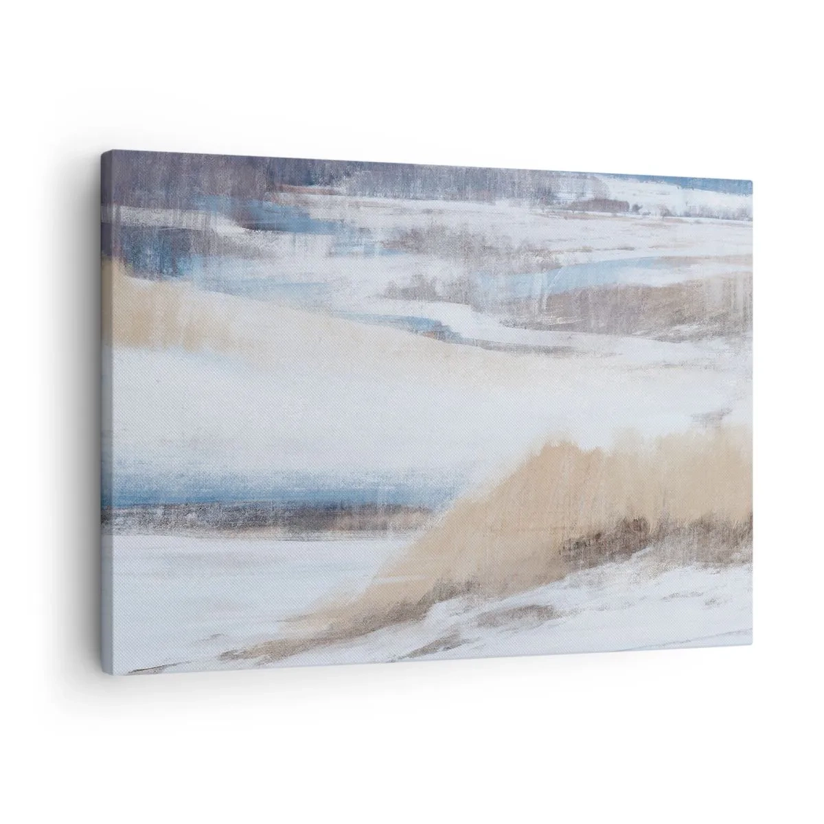 Obraz na plátne - Abstraktná zimná krajina v odtieňoch bielej a modrej - 70x50cm - Zimná kompozícia - Moderná nástenná dekorácia do obývacej izby a spálne ARTTOR