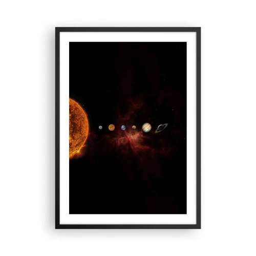 Plagát v čiernom ráme - Slnečná sústava s planétami na pozadí vesmíru - 50x70cm - Naša štvrť - Moderná nástenná dekorácia do obývacej izby a spálne ARTTOR