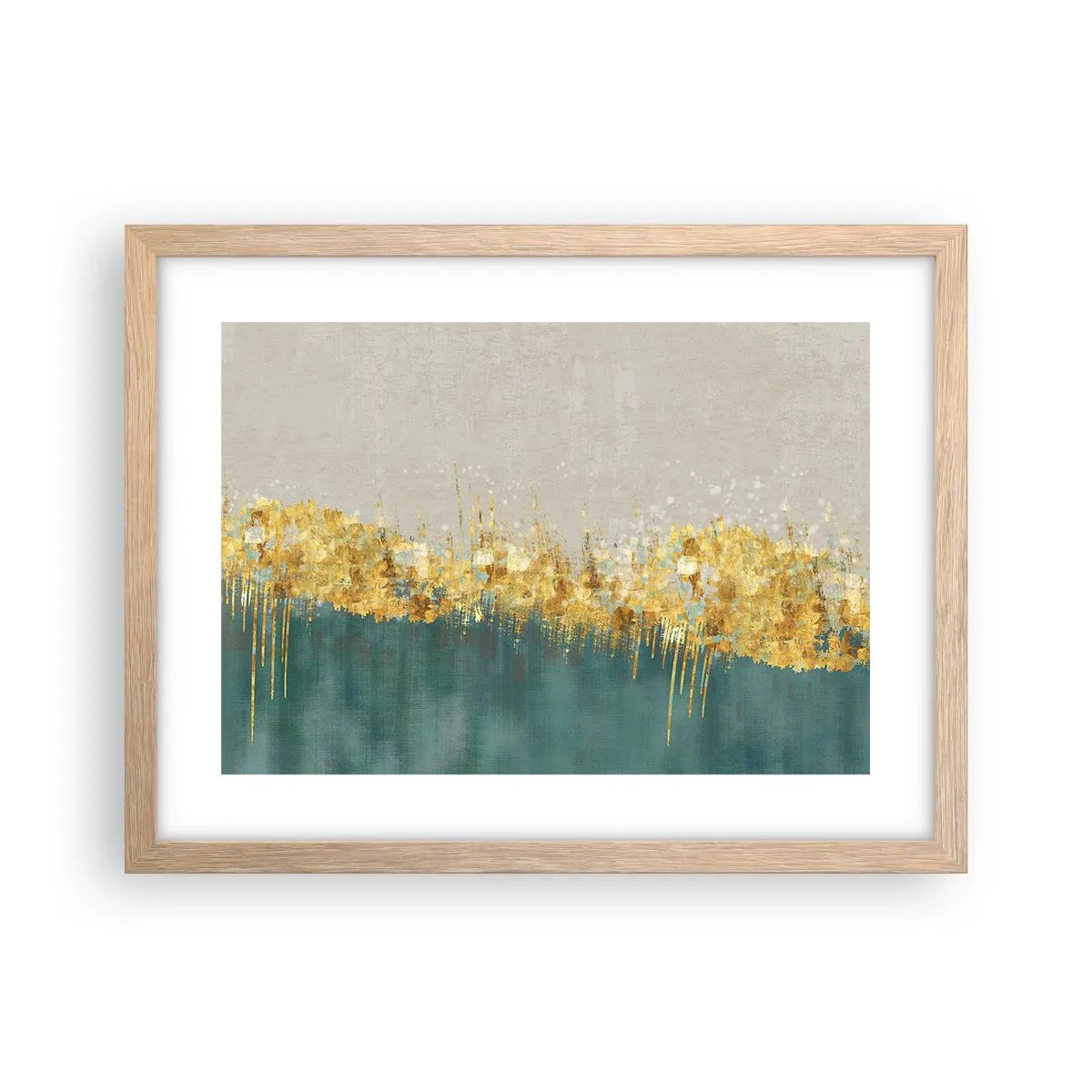 Plagát v ráme zo svetlého duba - Zlatá hranica - 40x30 cm