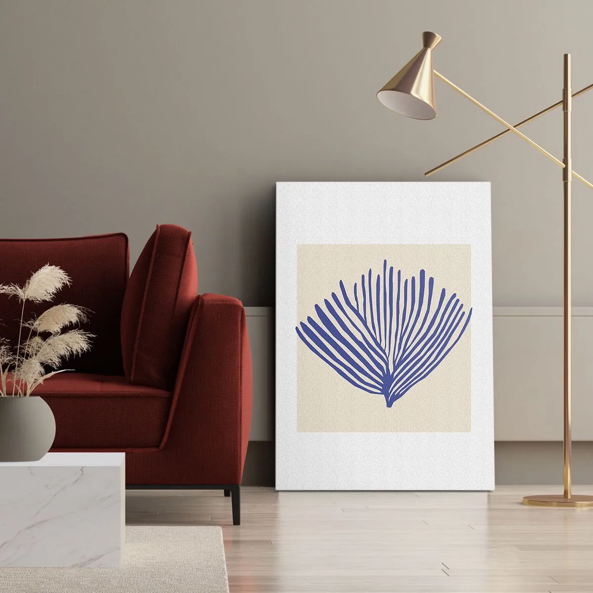 Obraz na plátne - Modrý vejár - 70x100 cm