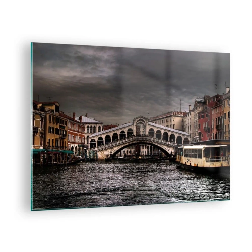 Obraz na skle - Most Rialto proti zamračenej oblohe - 70x50cm - Sľub benátskeho večera - Moderná nástenná dekorácia do obývacej izby a spálne ARTTOR