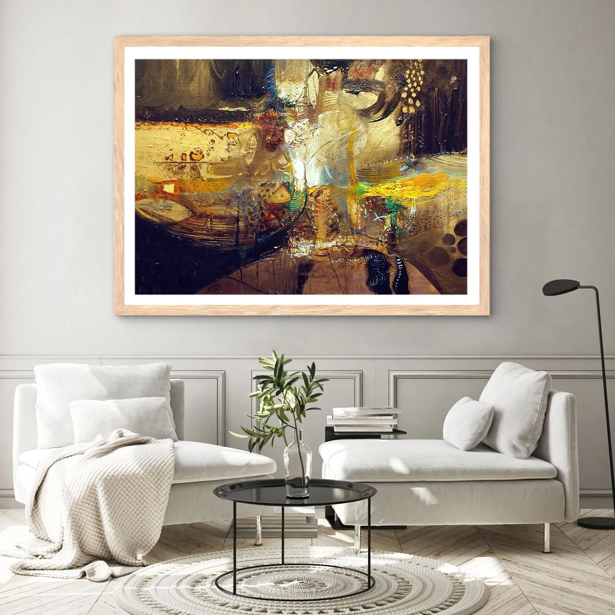 Plagát v ráme zo svetlého duba - Zima, teplejšie, horúco - 70x50 cm