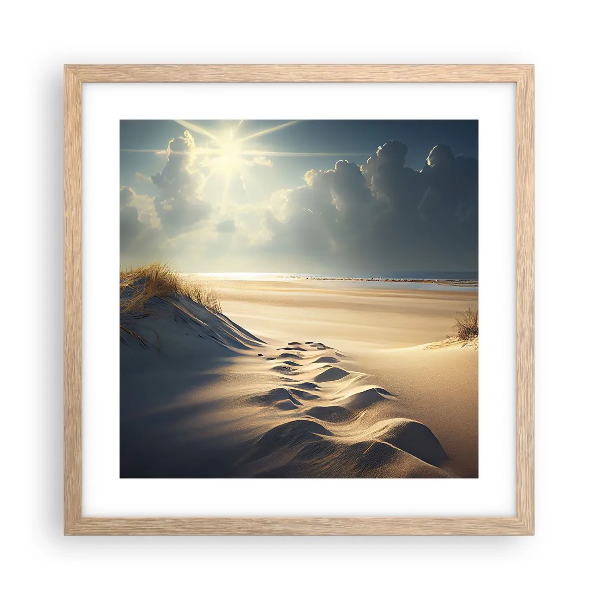 Plagát v ráme zo svetlého duba - Upokojujúca krajina - 40x40 cm