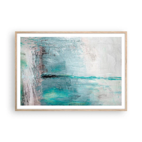 Plagát v ráme zo svetlého duba - Horizontálne v modrej - 100x70 cm