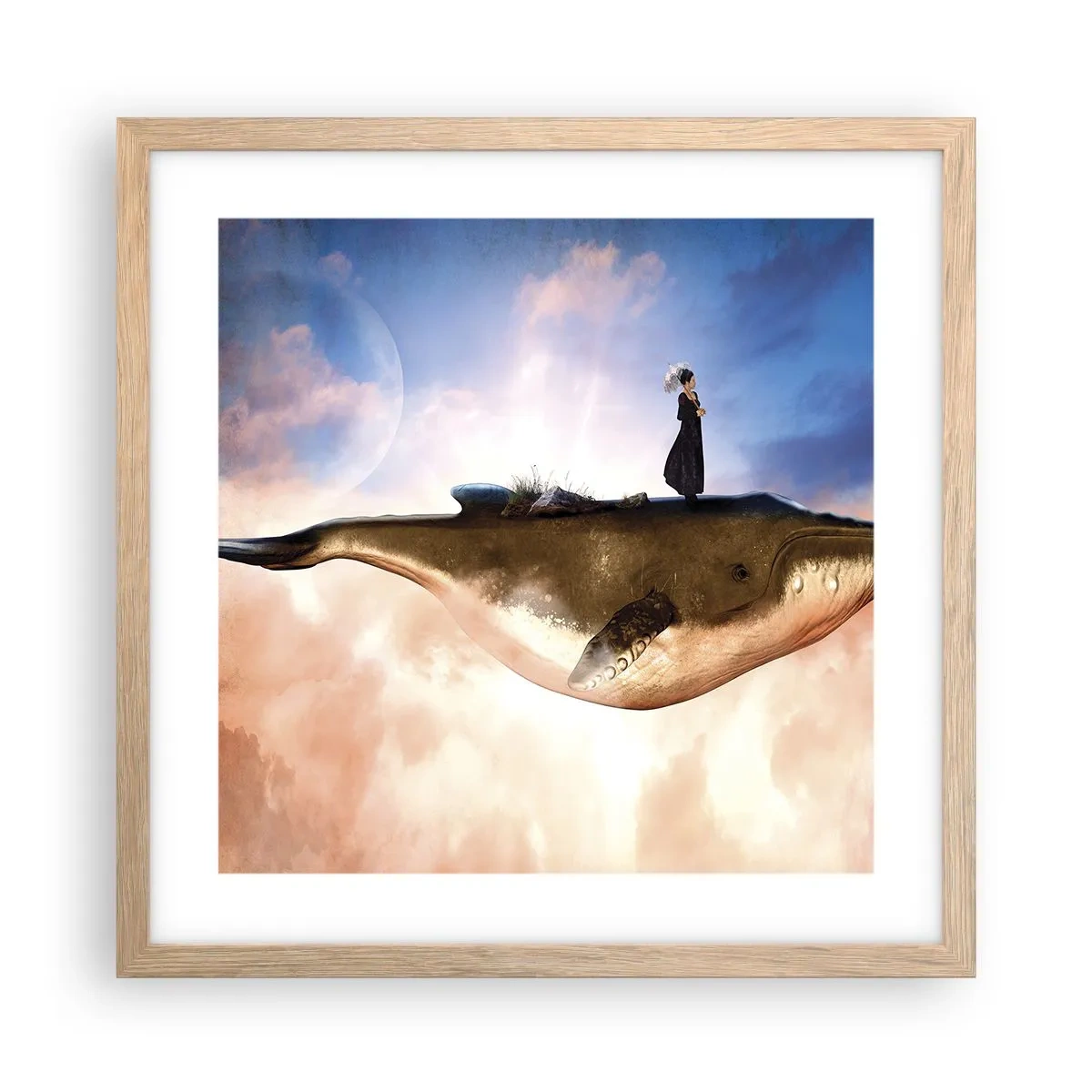 Plagát v ráme zo svetlého duba - Surrealistická cesta - 40x40 cm