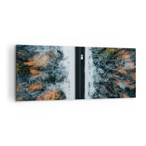 Obraz na plátne - Cez zimný les - 120x50 cm