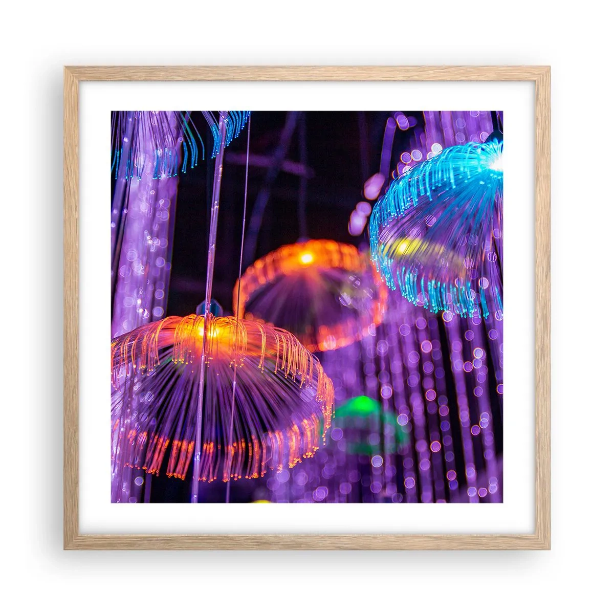 Plagát v ráme zo svetlého duba - Svetelná fontána - 50x50 cm