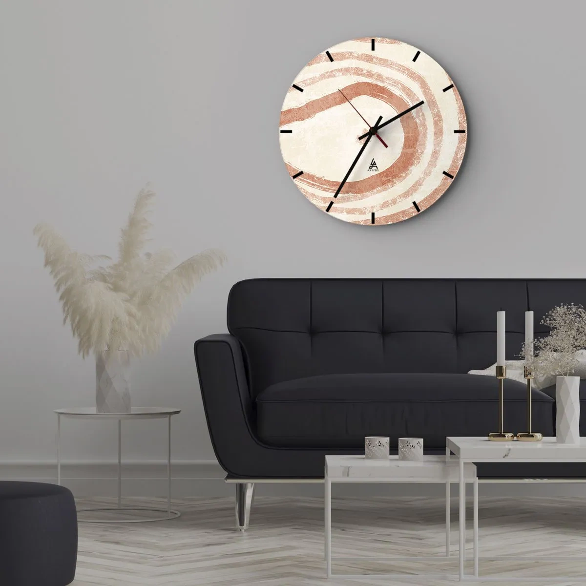 Nástenné hodiny - Koralové kruhy – kompozícia - 30x30 cm