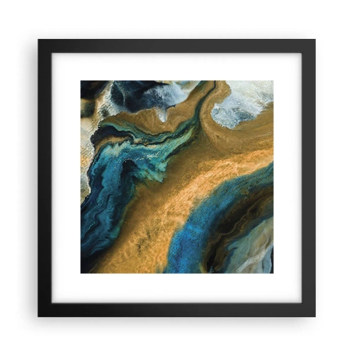 Plagát v čiernom ráme - Modrá – žltá – vzájomné vplyvy - 30x30 cm