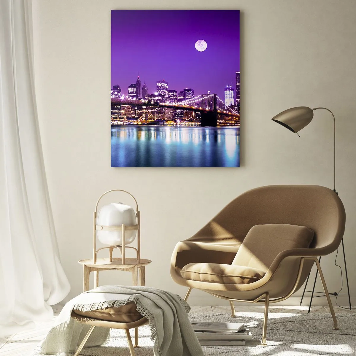 Obraz na skle - Svetlá veľkomesta vo fialovej - 50x70 cm