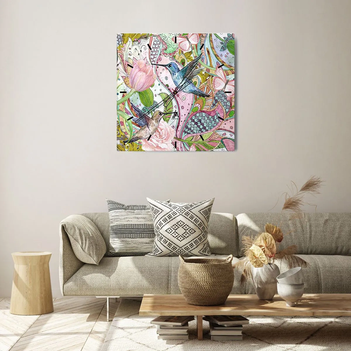 Nástenné hodiny - Zamotané do lián - 40x40 cm