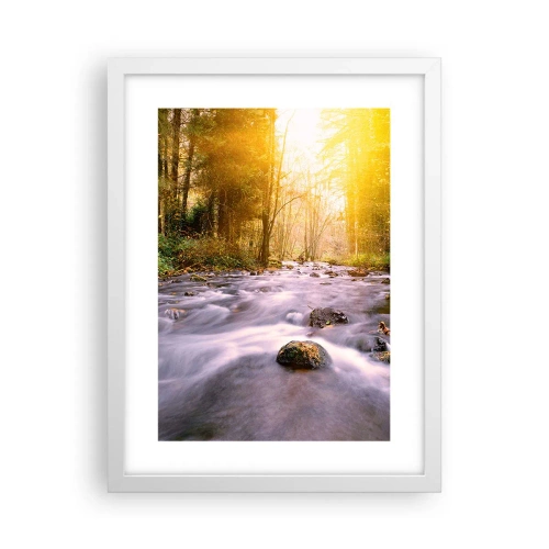 Plagát v bielom ráme - Malachit v strieborno-zlatej podobe - 30x40 cm