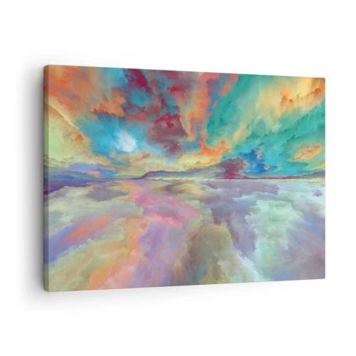 Obraz na plátne - Farebná oblačná krajina v abstraktnom štýle - 70x50cm - Dve neba - Moderná nástenná dekorácia do obývacej izby a spálne ARTTOR
