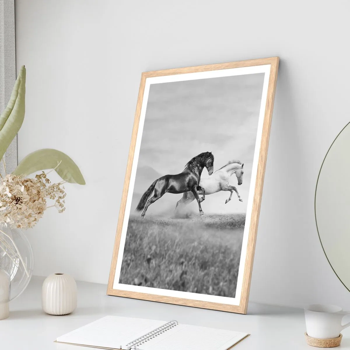 Plagát v ráme zo svetlého duba - Anjeli a démoni - 70x100 cm