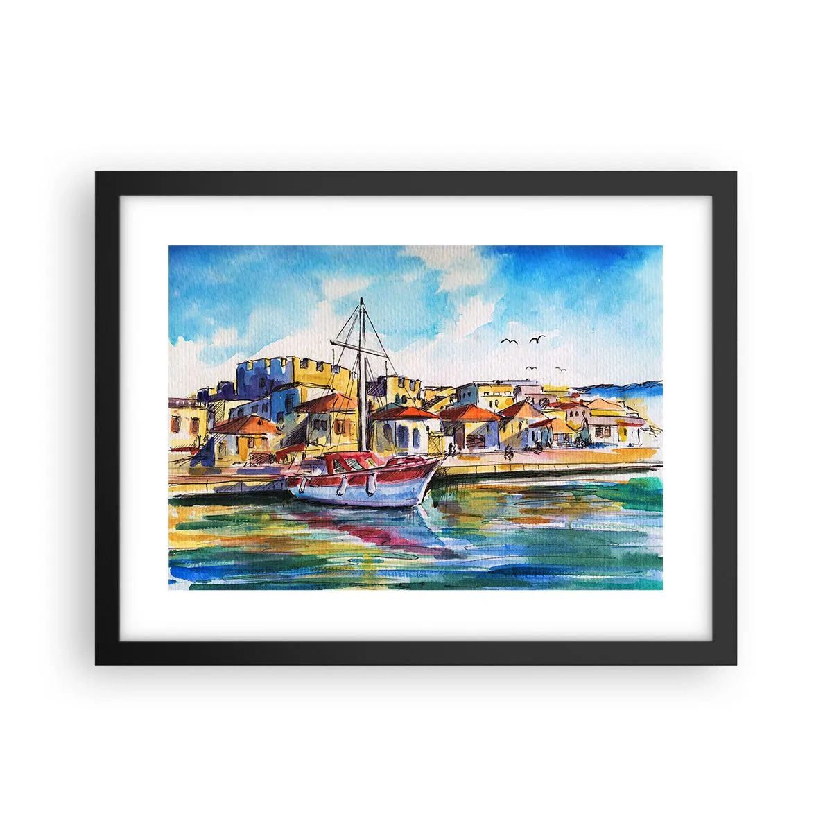 Plagát v čiernom ráme - Dúhové popoludnie - 40x30 cm