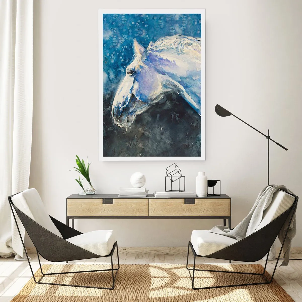 Plagát - Portrét v modrej žiare - 70x100 cm