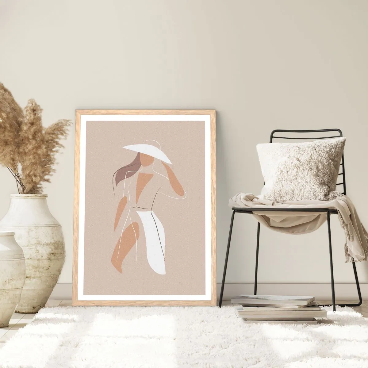 Plagát v ráme zo svetlého duba - Móda je zábava - 50x70 cm