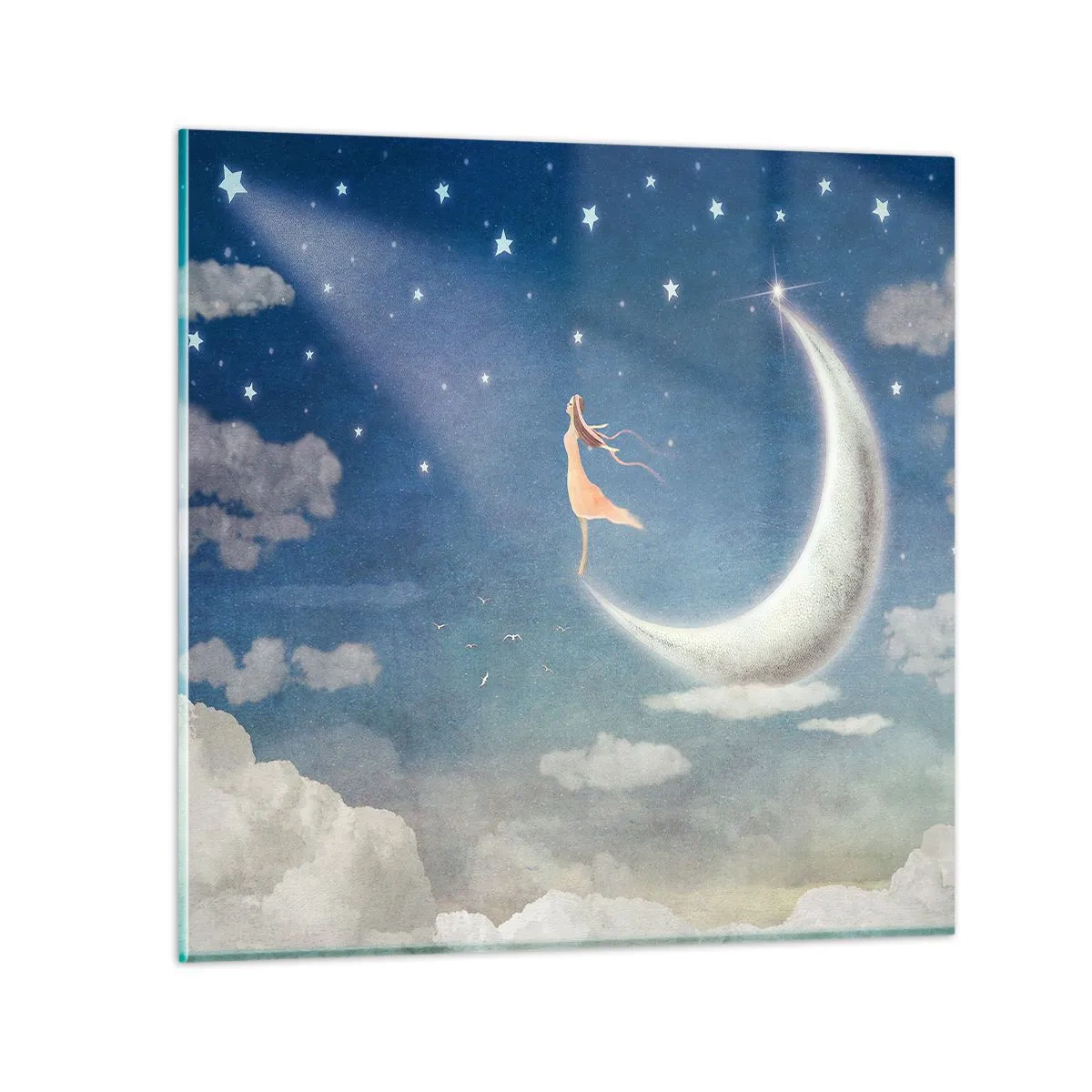 Obraz na skle - Modrá koketa - 60x60 cm