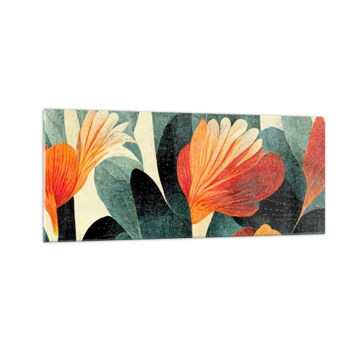 Obraz na skle - Tropické horúco a chlad zelene - 100x40 cm