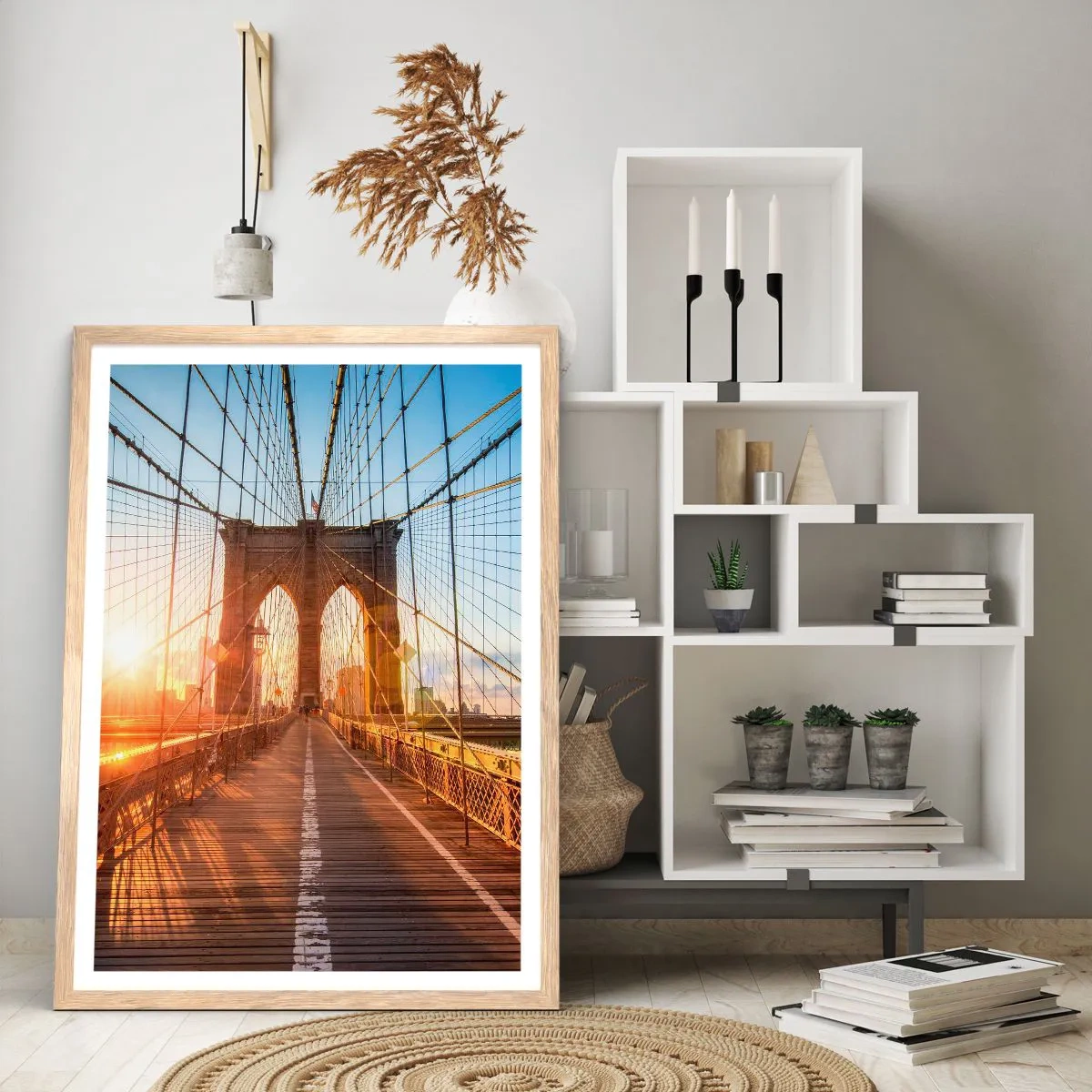 Plagát v ráme zo svetlého duba - Na zlatom moste - 70x100 cm