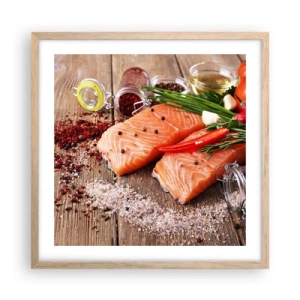 Plagát v ráme zo svetlého duba - Nórske dobrodružstvo v kuchyni - 50x50 cm