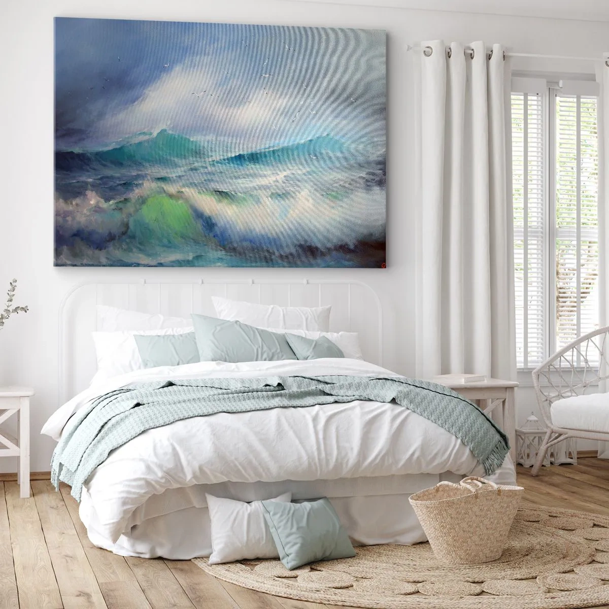 Obraz na plátne - Rozbúrené vlny na oceáne - 70x50cm - „Víchrica zavyla triumfálne…“ - Moderná nástenná dekorácia do obývacej izby a spálne ARTTOR