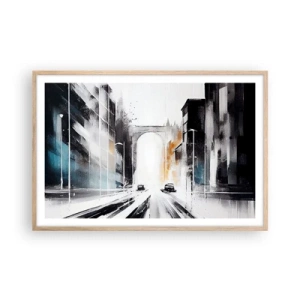 Plagát v ráme zo svetlého duba - Štúdia mesta: architektúra a pohyb - 91x61 cm