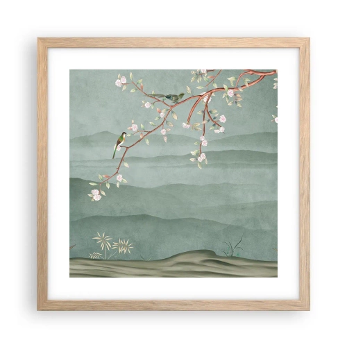 Plagát v ráme zo svetlého duba - Jar je tu - 40x40 cm