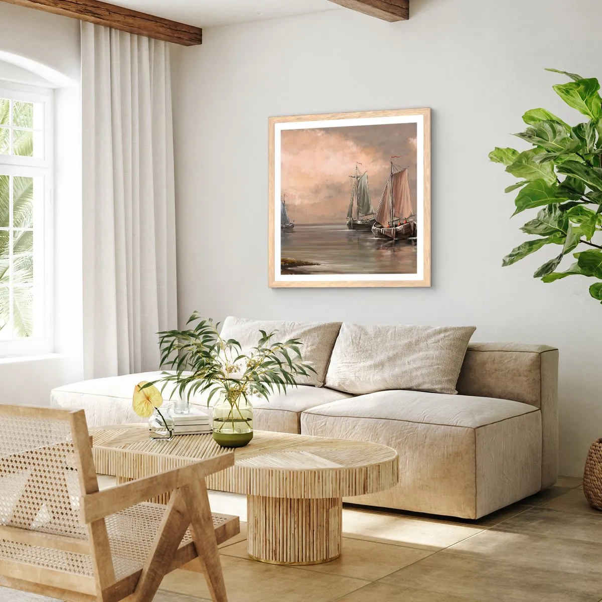 Plagát v ráme zo svetlého duba - Návrat námorníkov - 60x60 cm