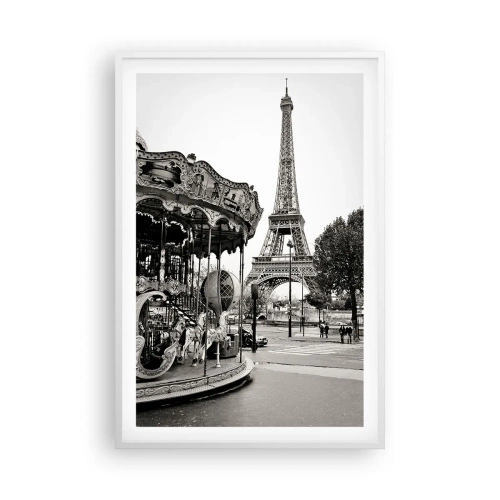 Plagát v bielom ráme - Ak zábava, tak len v Paríži - 61x91 cm
